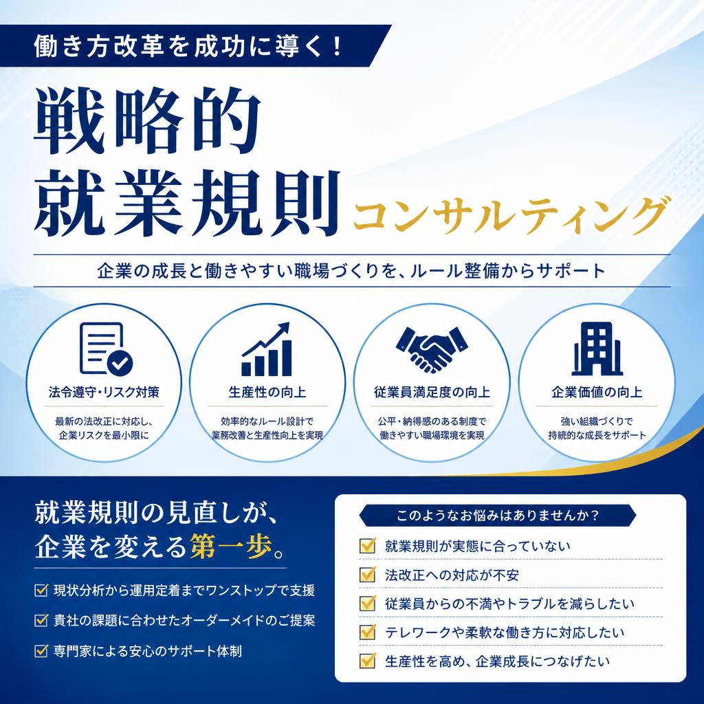 働き方改革を成功に導く！戦略的就業規則コンサルティング