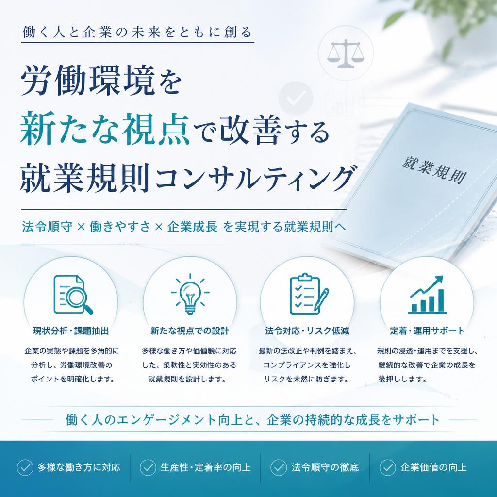 「労働環境を新たな視点で改善する就業規則コンサルティング」