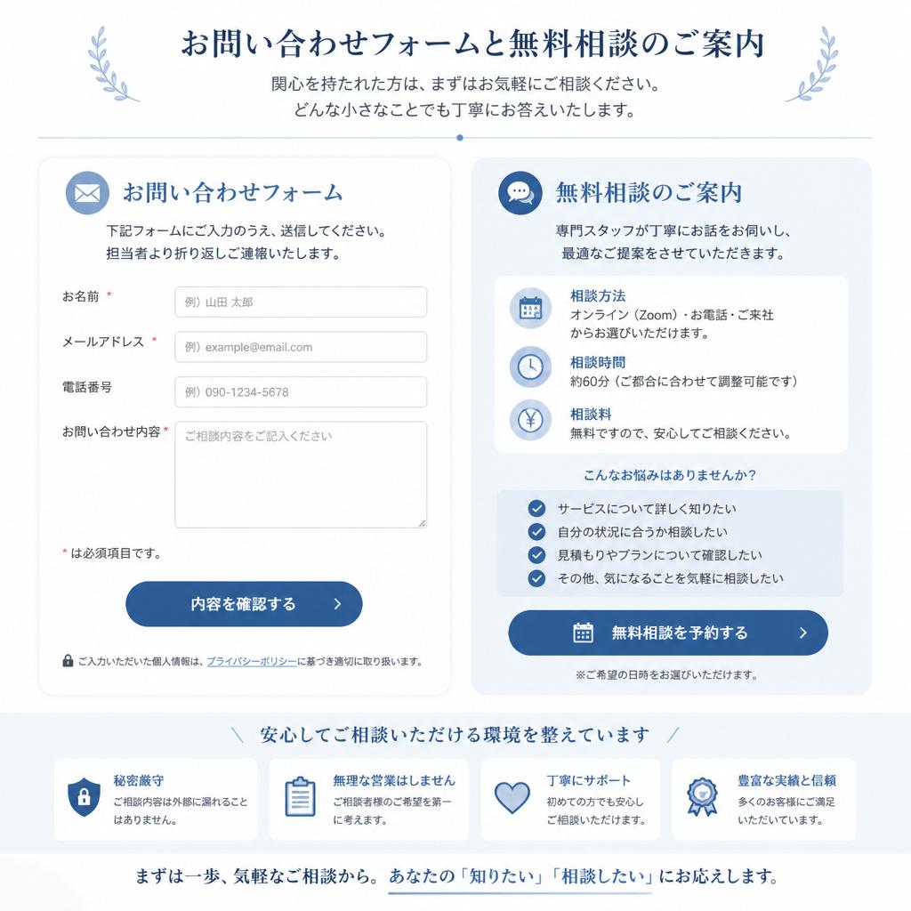 7. お問い合わせと無料相談のご案内