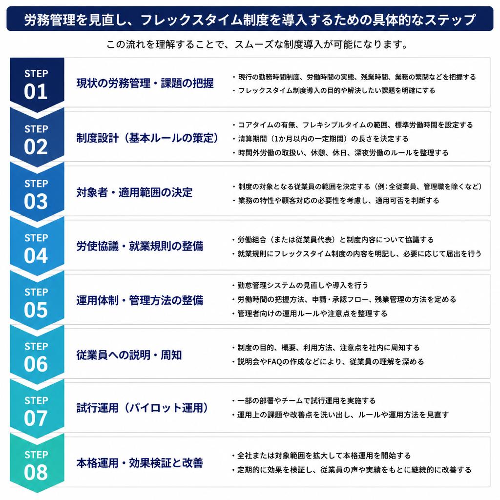 労務管理からフレックスタイム制導入のプロセス
